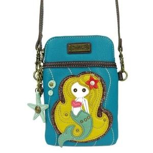 Chala Faux Leather Adjustable Cellphone Crossbody Purse - Mermaid, Blue NWT